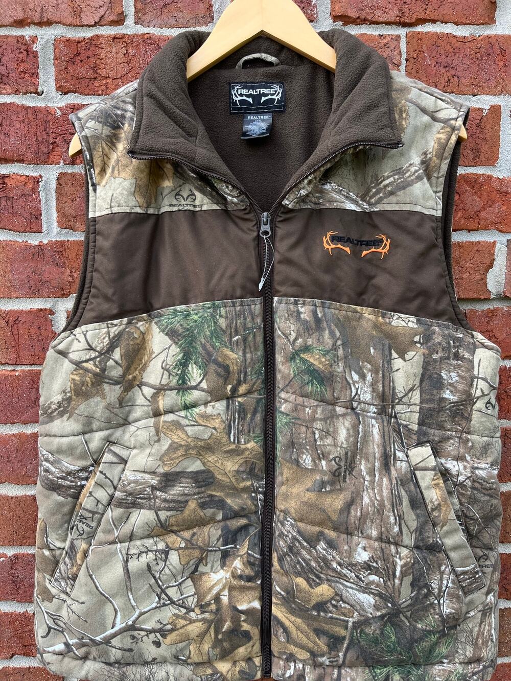 Realtree Mens Medium Camo Puffer Vest Fleece Lined Full Zip Hunting Outdoor
